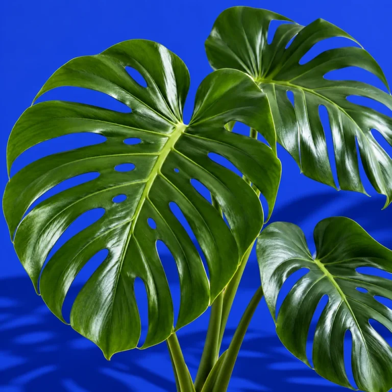 Feuilles de monstera sur fond cobalt